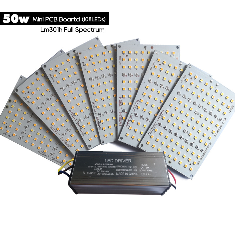 50w 108 leds Mini Quantum Panel with Samsung lm301h Diodes UV IR Full Spectrum LED Grow Light PCB Board