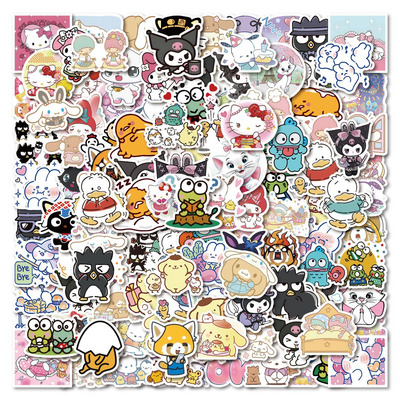 100Pcs Kawaii Japanese Anime Cartoon Graffiti Sticker For Girl Notebook Bottle Decor Vinyl Kuromi Melody Stickers