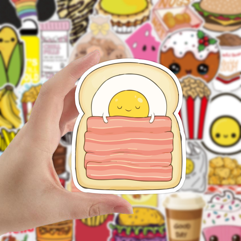 100PCS bread Food Graffiti Stickers Skateboard Fridge Guitar Laptop Motorcycle Luggage DIY Toy Stickers custom decals