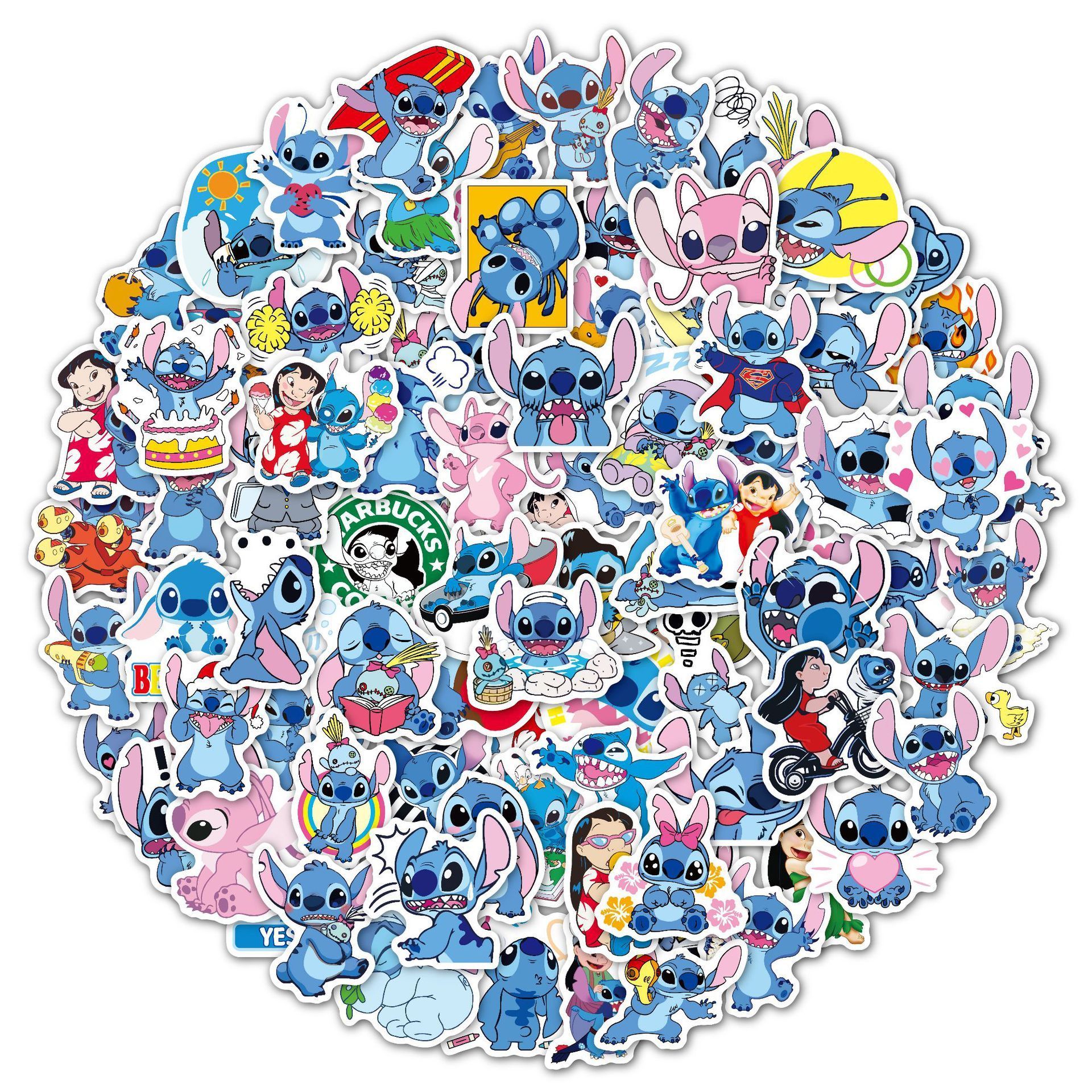 100Pcs Cute Cartoon Stitch Decorative Stickers For Children Book Wall Window Decor Waterproof Lilo and Stitch Sticker