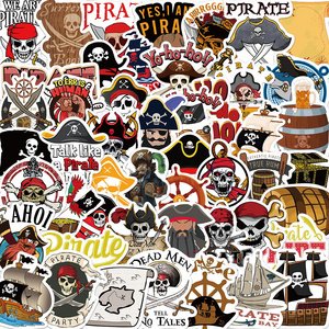 50Pcs Cartoon Pirate Logo Boat Decorative Stickers Pack For Bottle Wall Car Vinyl Pirates Skull Sticker