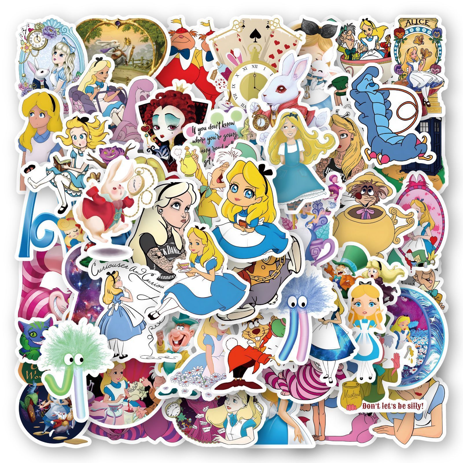 50Pcs Classic Cartoon Alice Wonderland Girl Kid Princess Cartoon Vinyl Stickers Book Wall Decor Waterproof fairy tale Sticker