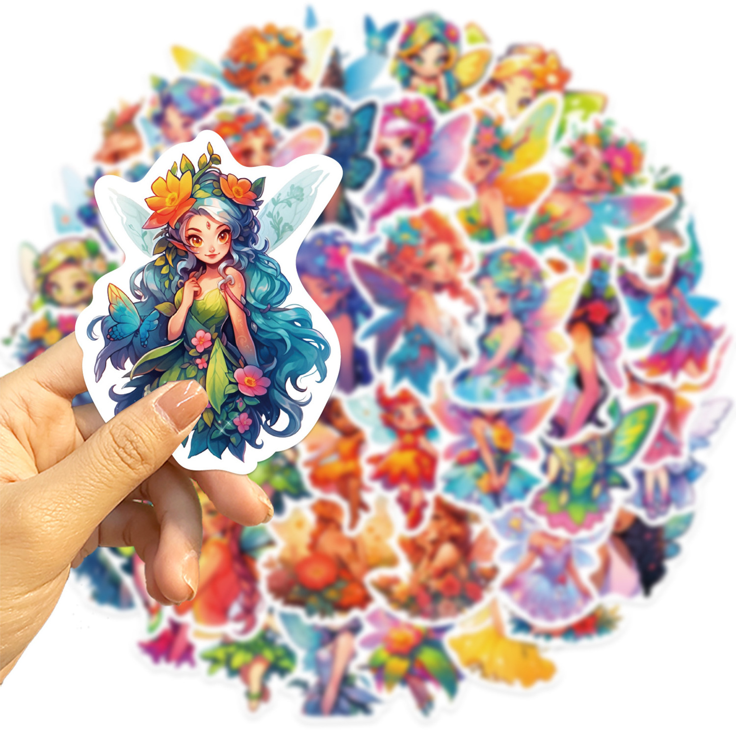 50Pcs Cartoon Flower Fairy Graffiti Stickers For Girl Scrapbook Wall Bottle Decor Vinyl Butterfly Fairy Sticker