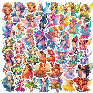 50Pcs Cartoon Flower Fairy Graffiti Stickers For Girl Scrapbook Wall Bottle Decor Vinyl Butterfly Fairy Sticker