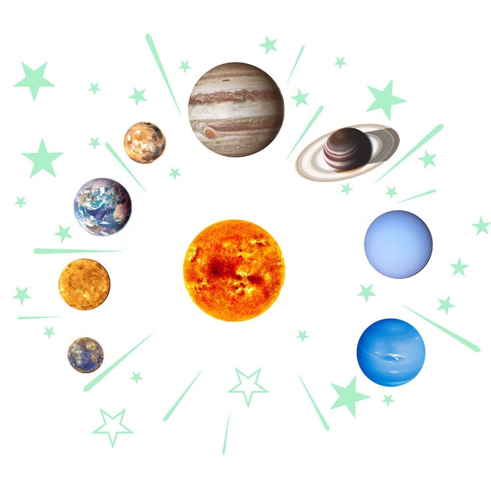 Luminous  Planets and stars home decals glow in  dark Wall Stickers wallpaper glow in the dark sticker wall sticker