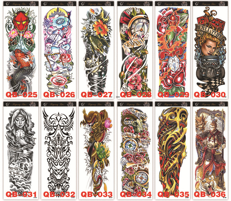 Men Large Arm Sleeve Waterproof Temporary Tattoo Sticker Full Arm Big Skull Flower  Stickers tattoo