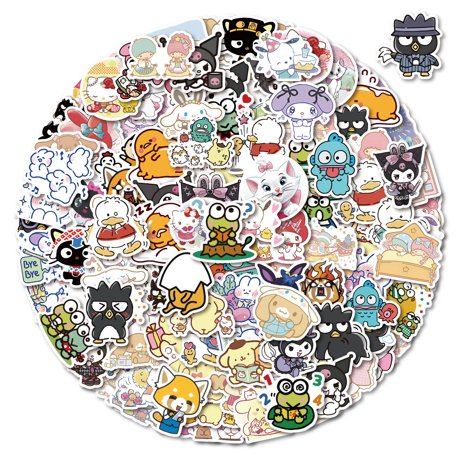 100Pcs Kawaii Japanese Anime Cartoon Graffiti Sticker For Girl Notebook Bottle Decor Vinyl Kuromi Melody Stickers