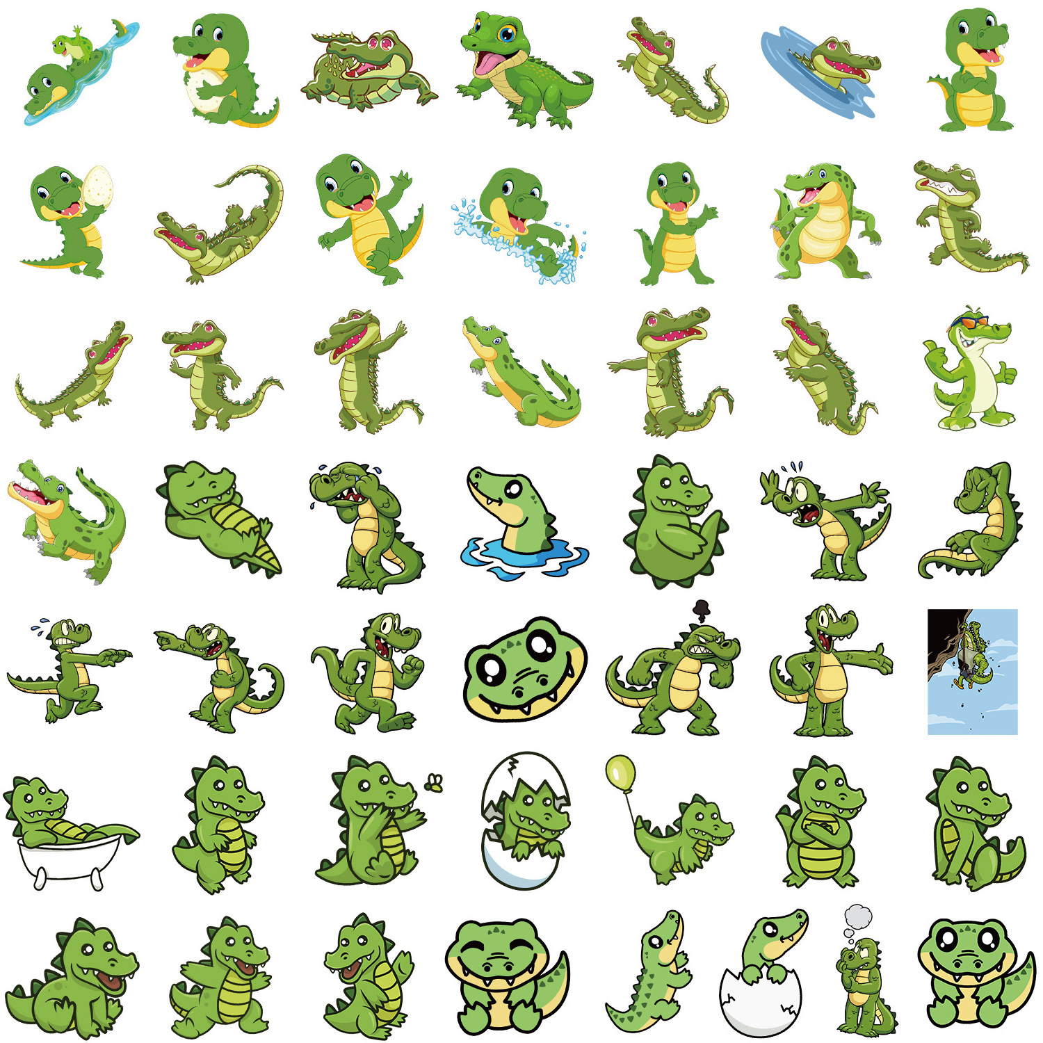 50Pcs Cute Cartoon Crocodile Animal Decorative Stickers For Kid Notebook Wall School Decal Vinyl Sticker