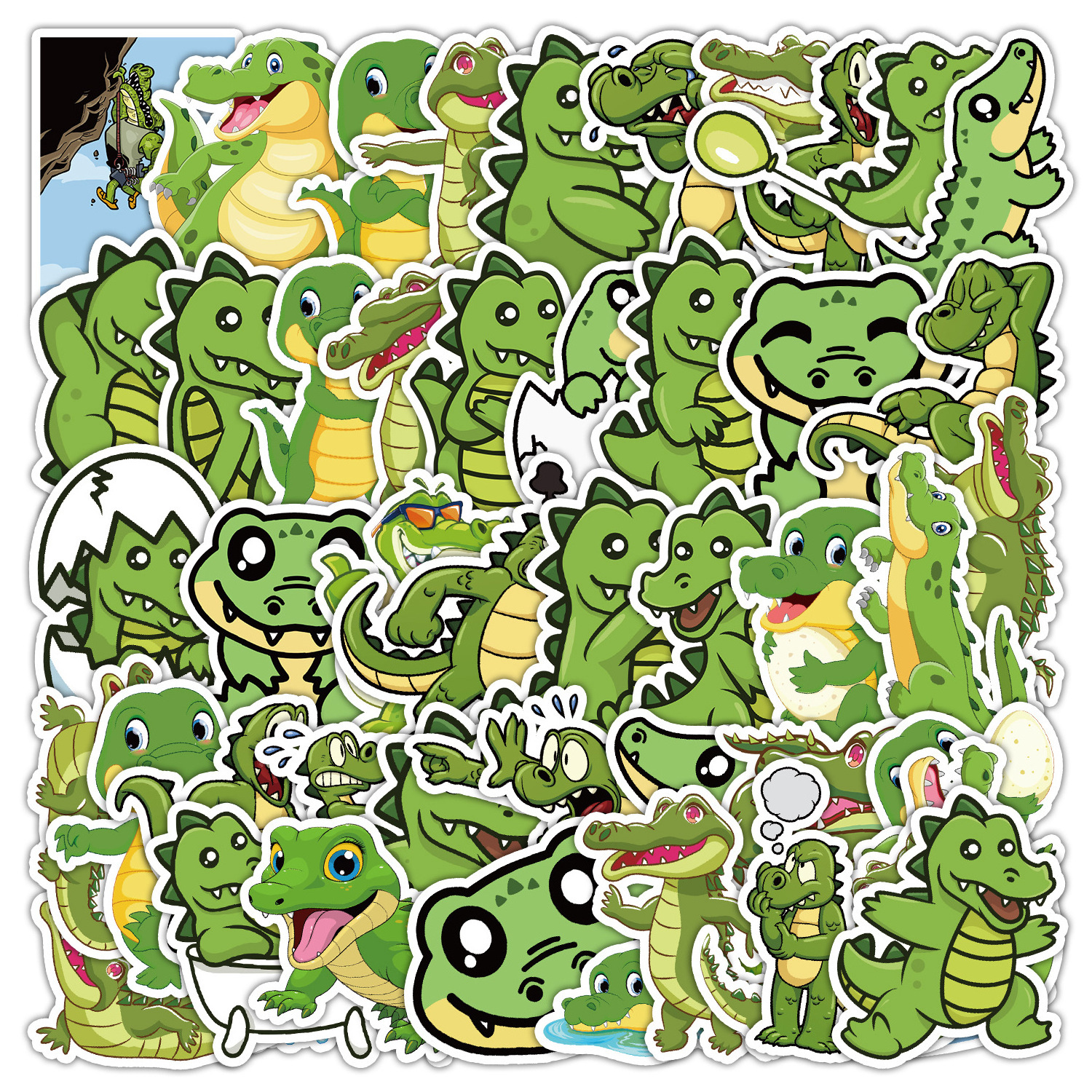 50Pcs Cute Cartoon Crocodile Animal Decorative Stickers For Kid Notebook Wall School Decal Vinyl Sticker