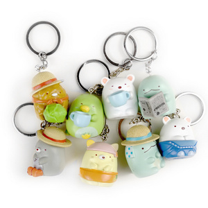 8PCS Sumikko Gurashi Cartoon Resin Ordinary 3D Travel Key Ring Souvenir Keychain