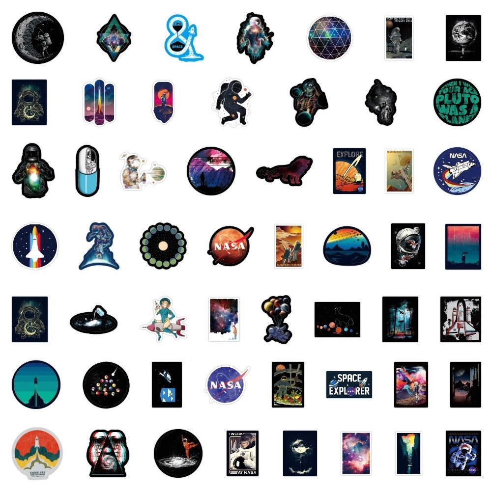 100Pcs Astronaut Rocket Outer Space Graffiti Sricker For Luggage Laptop Skateboard Decor Waterproof Vinyl Stickers