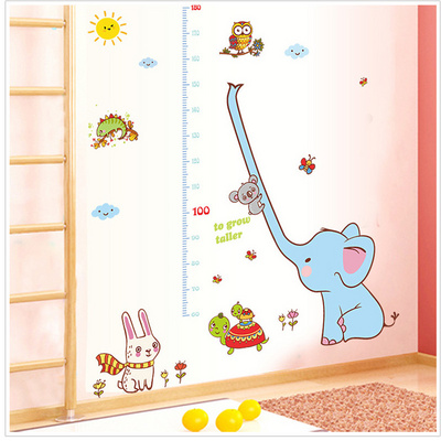 Height measurement ruler Wall stickers Elephant The kindergarten Children room to grow taller height chart kids wall sticker