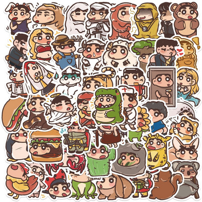 50Pcs Fashion Crayon Shin chan Cross Dress Graffiti Stickers For Book Bottle Decor Japanese Kid Stickers