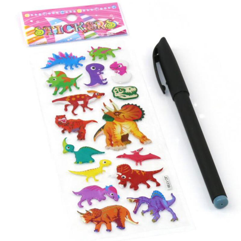 New cartoon stickers lovely dinosaur decal kids bubble stickers  education gift bubble PVC dinosaur custom puffy stickers