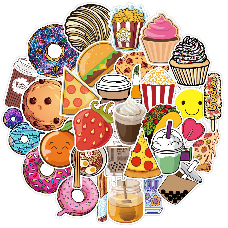 100PCS bread Food Graffiti Stickers Skateboard Fridge Guitar Laptop Motorcycle Luggage DIY Toy Stickers custom decals