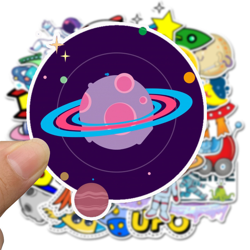 50PCS Cartoon Space Spaceship Spaceman Skateboard Graffiti Planet Astronaut Stickers