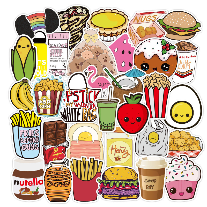 100PCS bread Food Graffiti Stickers Skateboard Fridge Guitar Laptop Motorcycle Luggage DIY Toy Stickers custom decals