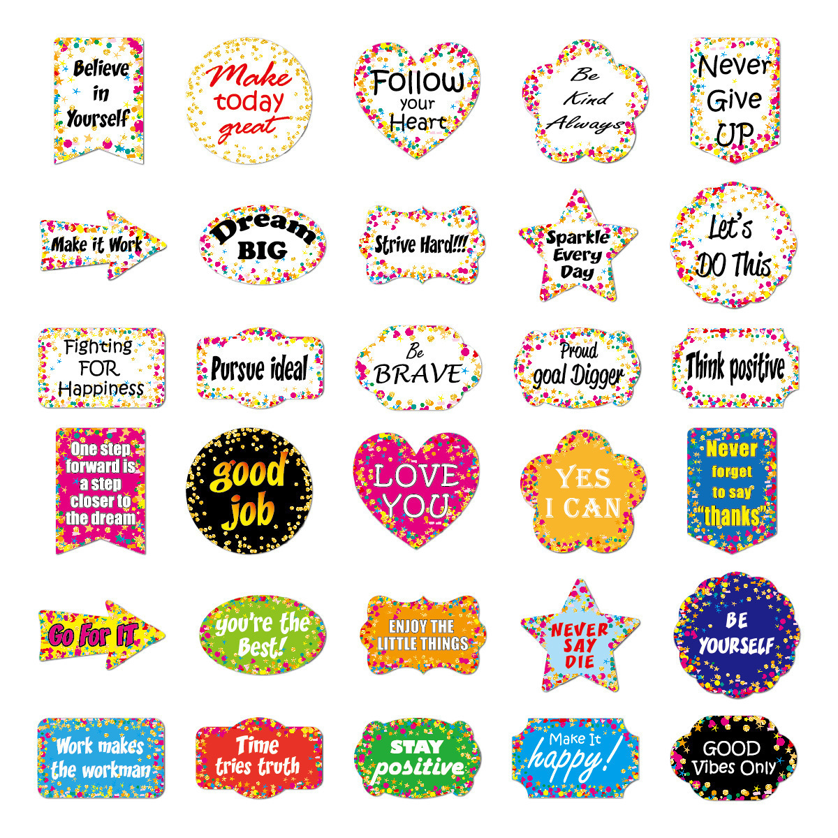 30pcs Inspirational English Stickers removable motorcycle Skateboard Laptop funny vinyl laptop anime tickers