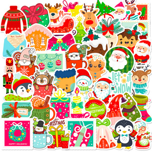 2023 New 50Pcs Christmas Pendant Cartoon Graffiti Stickers For Children Window Wall Vinyl Festival Decal Sticker