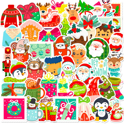 2023 New 50Pcs Christmas Pendant Cartoon Graffiti Stickers For Children Window Wall Vinyl Festival Decal Sticker