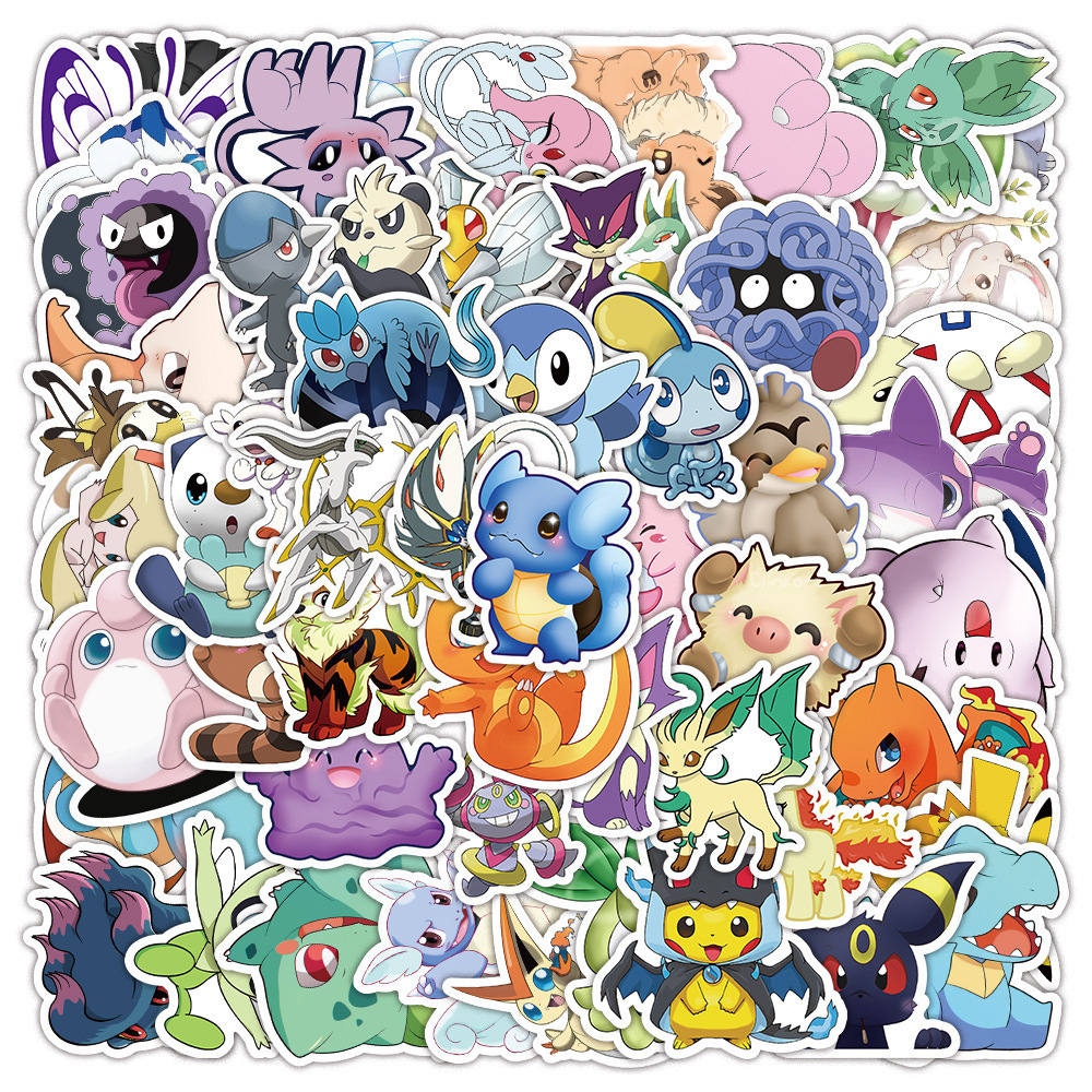 100Pcs Funny game anime cute pika graffiti sticker pocket monster decals