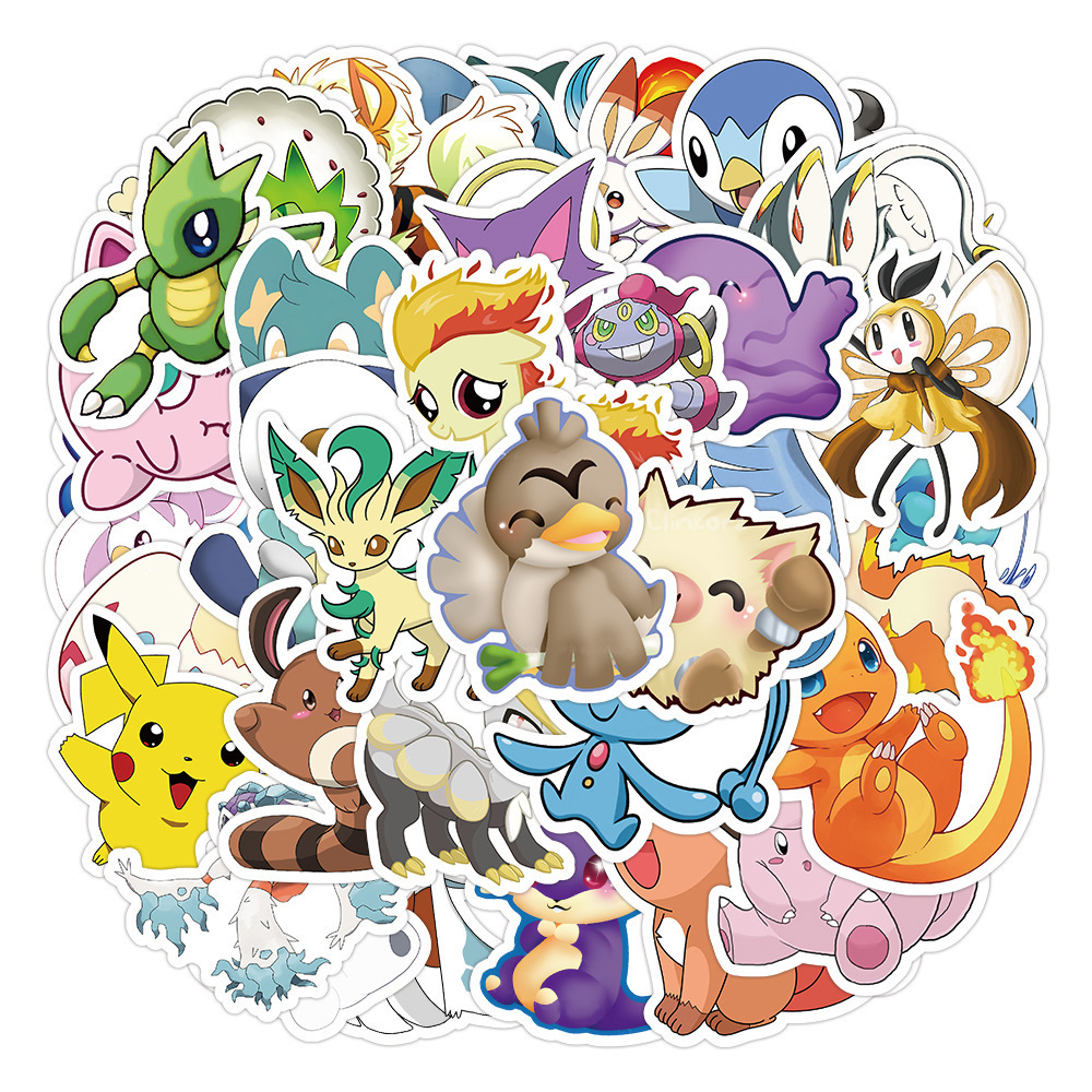 100Pcs Funny game anime cute pika graffiti sticker pocket monster decals