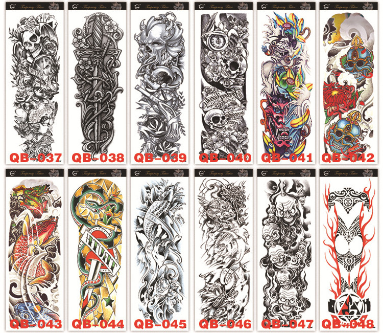 Men Large Arm Sleeve Waterproof Temporary Tattoo Sticker Full Arm Big Skull Flower  Stickers tattoo