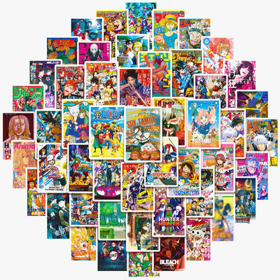 55Pcs Mix Anime Poster Postcard Graffiti Stickers For Phone Skateboard Vinyl Popular Japanese Manga Sticker