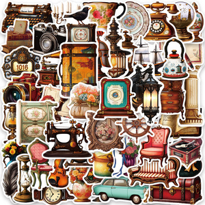 50Pcs Vintage Cartoon Home Furniture Graffiti Stickers For Wall Refrigerator Decor Vinyl Aesthetic DIY Sticker