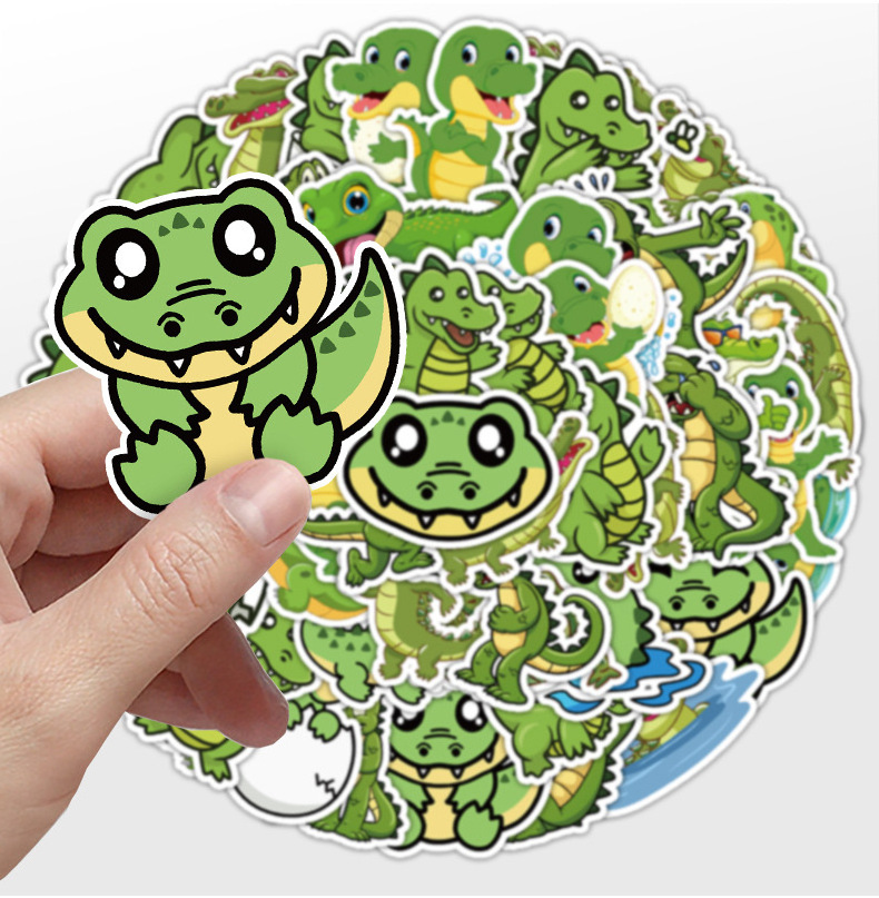 50Pcs Cute Cartoon Crocodile Animal Decorative Stickers For Kid Notebook Wall School Decal Vinyl Sticker