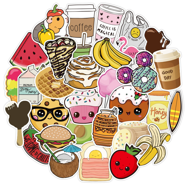 100PCS bread Food Graffiti Stickers Skateboard Fridge Guitar Laptop Motorcycle Luggage DIY Toy Stickers custom decals