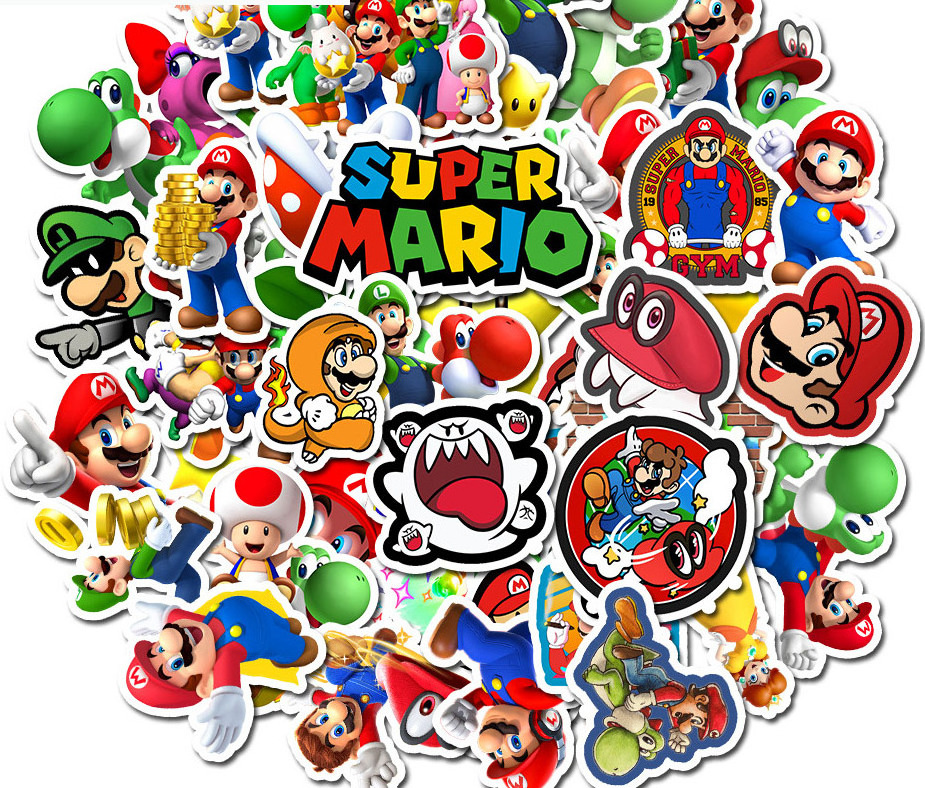 50PCS Cute Cartoon Switch Video Games Super Mario Stickers