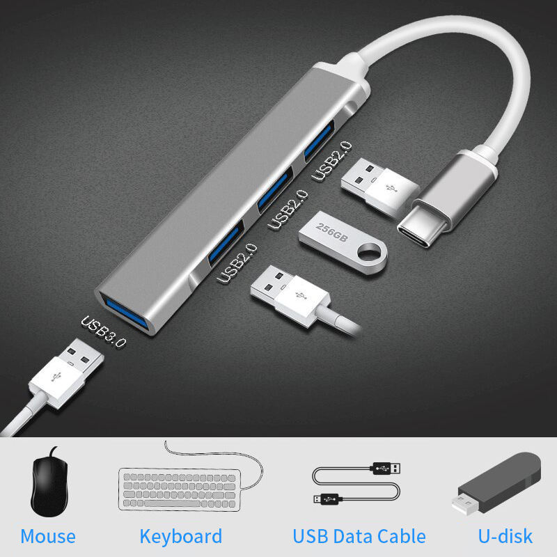 4 in 1 USB C Type C HUB To USB3.0 Type-C 3xUSB High Speed Splitter 4 Port Docking Station Charging Adapter  For Laptop PC