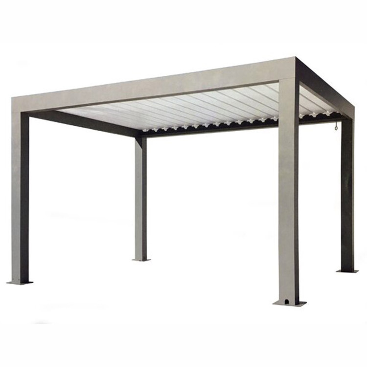 Aluminium adjustable exterior sun louver roof pergola garden gazebo system with led light