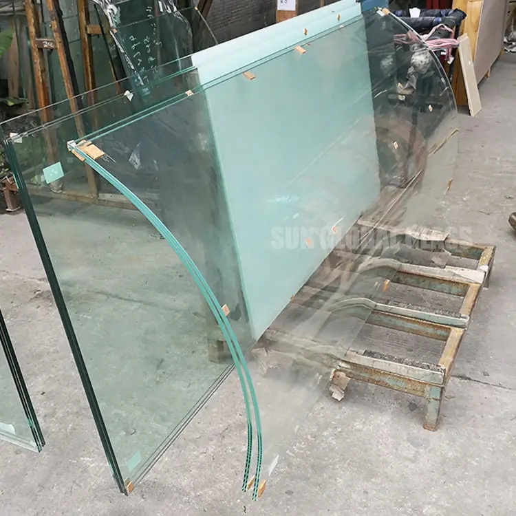 Safety curved tempered bend toughened laminated glass for building railing partition curtain wall window elevator canopy