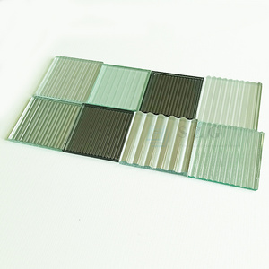 Transparent low iron tempered fluted patterned engraved glass panels for door and window partitions and railings