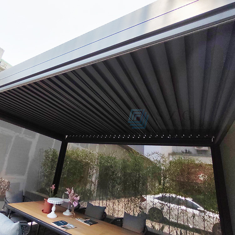 automatic adjustable aluminum pergola gazebo outdoor with adjustable roof louvers