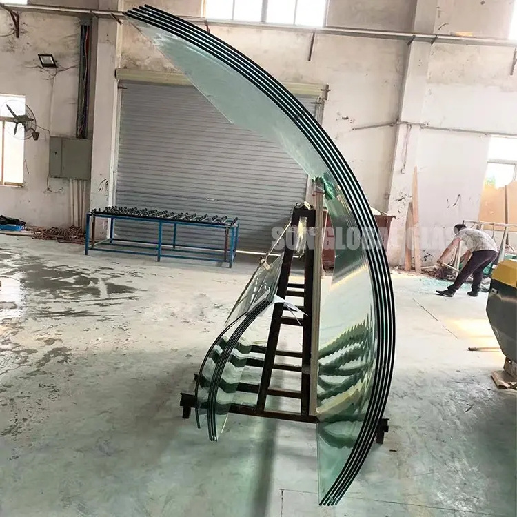 Safety curved tempered bend toughened laminated glass for building railing partition curtain wall window elevator canopy