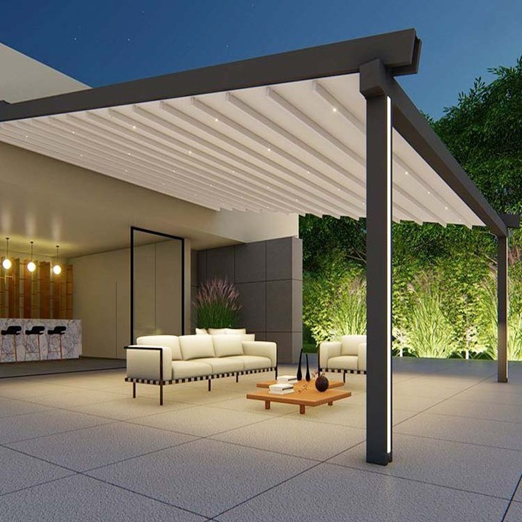 electric pergola pvc retractable awning canopy automatic sliding roof system