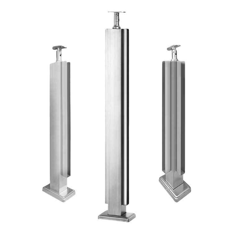 Commercial And Residential Stainless Steel Glass Railing Posts With Tempered Glass Stair Railings Post Pillar