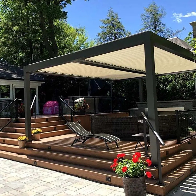 Garden House Aluminium Shade Exterior Sun Pergola Retractable Louvered Roof For Gazebo Pergola Outdoor