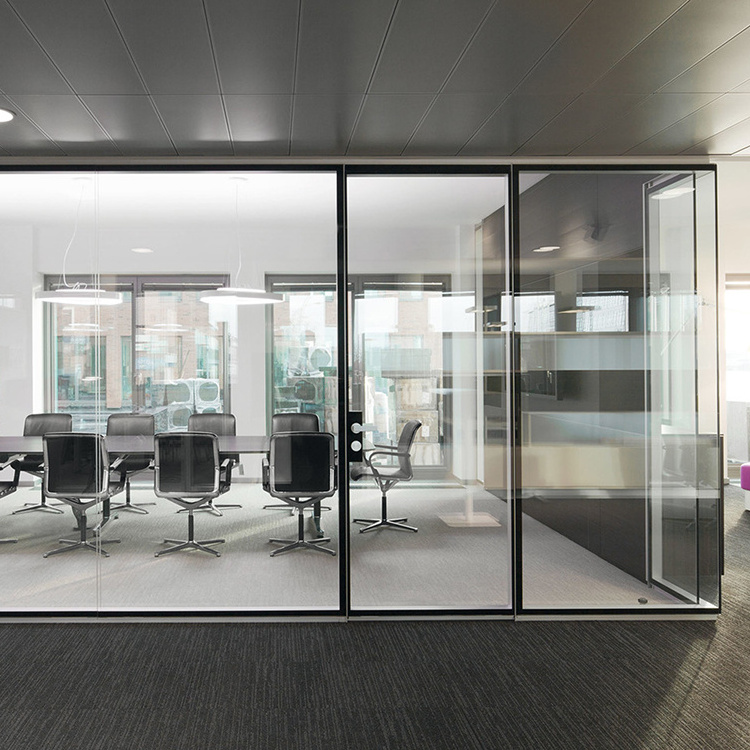 soundproof office partition system customization room divider aluminum double glass partition factory