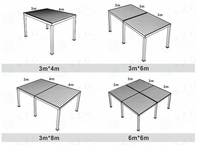 Aluminum Bioclimatic Pergola Aluminium Outdoor Louver Pergola