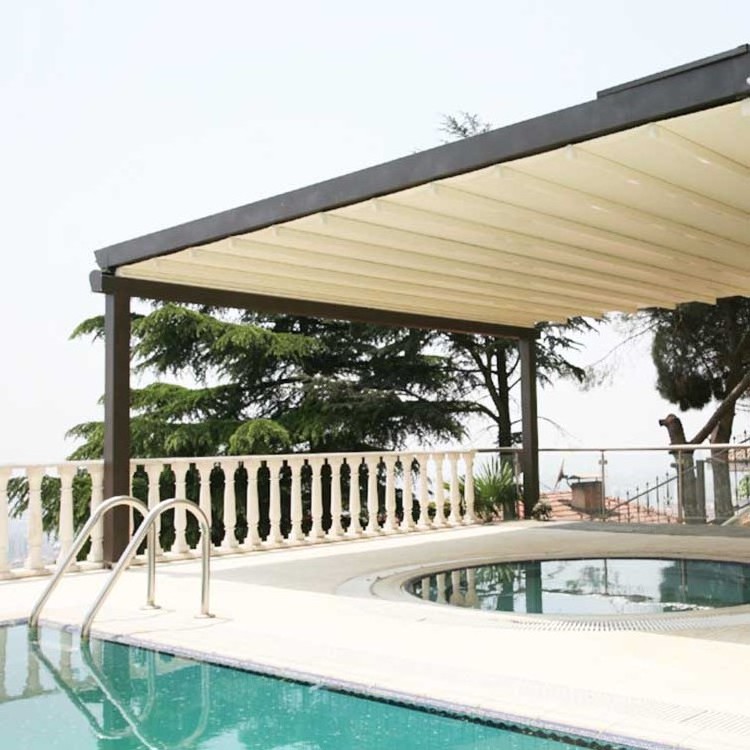 new style outdoor power retractable foldable shade canopies automatic solar swimming pool cover awning