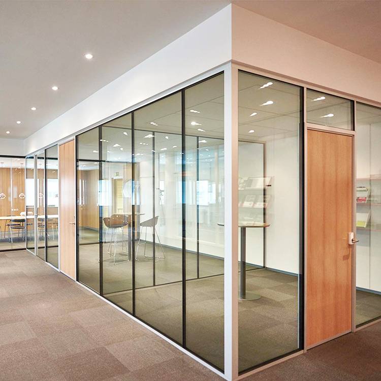 aluminum profile and acoustic laminated insulated double glazed glass panel for set glass partition wall workstation cost