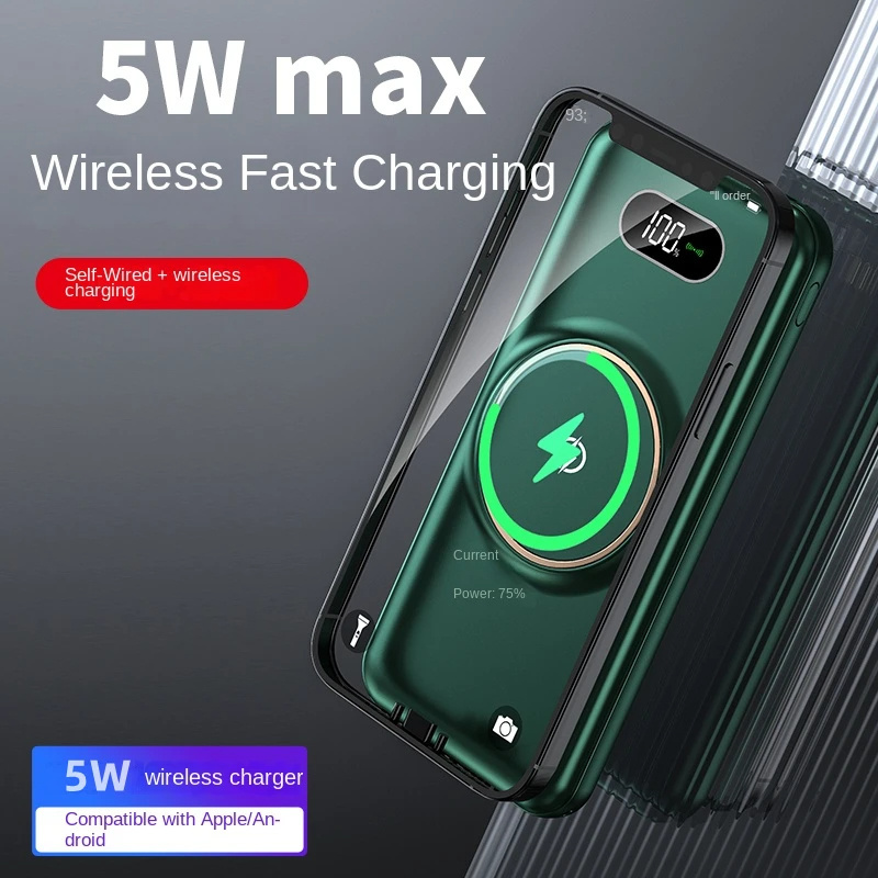 Mini Magnetic Wireless Mobile Phone Portable Battery Charger 15w Super Quick Charging Power Bank 40000mah Powerbank With Cable