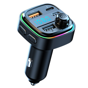 Adjustable Playback Wireless Connection Car Mp3 Player Charger 2 USB Ports 4 In 1 Car Charger Adapter With Cigarette Lighter