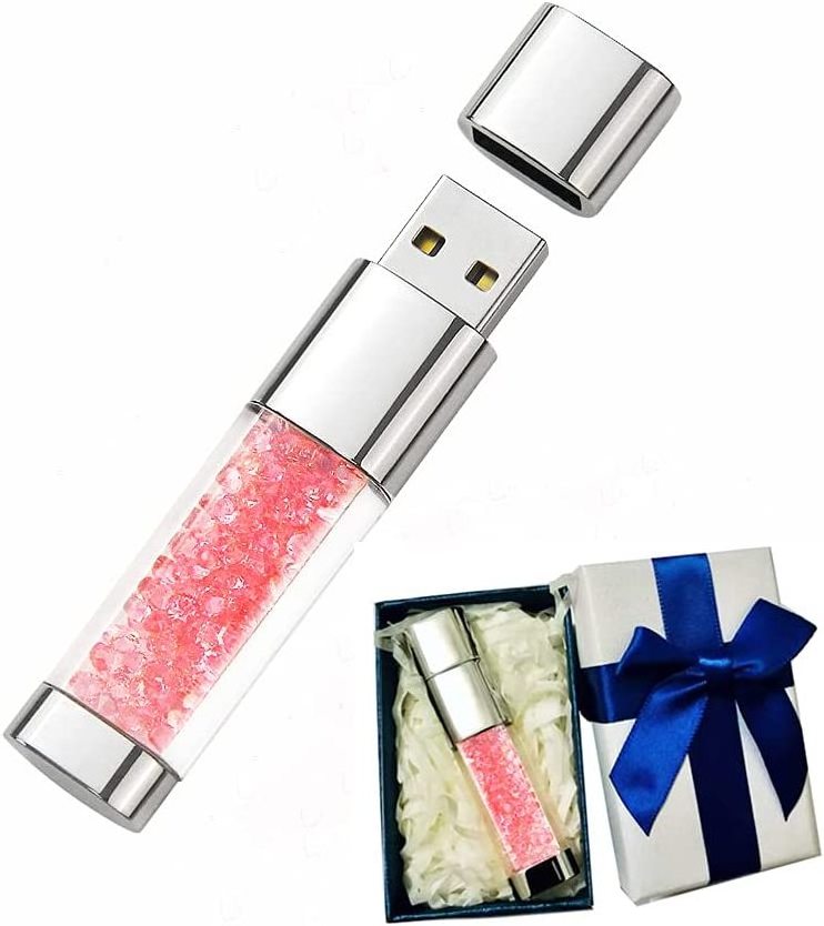 Rectangle Usb Stick Box Gift Rose Red Crystal Usb Stick Romantic Original Usb Memory Stick