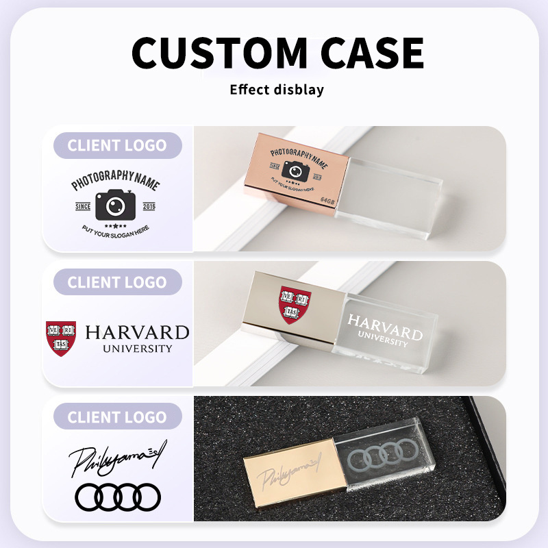 Luxury Rose Gold Pen Drive 2.0 3.0 Mini Glass 8Gb 16Gb 32G 64Gb 128Gb 256Gb Custom Logo Pendrive Crystal Usb Stick Flash Drives