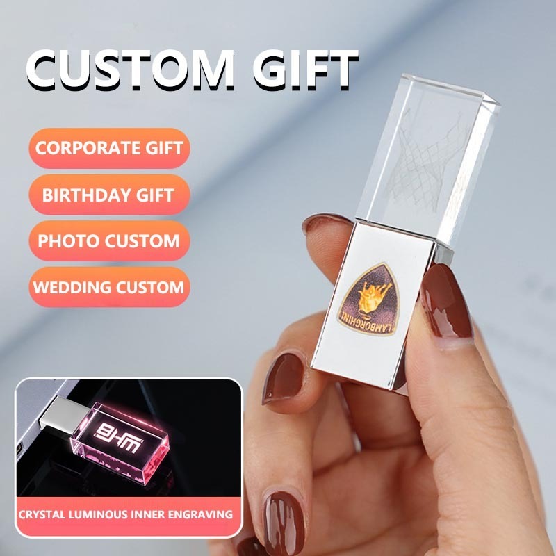 Luxury Rose Gold Pen Drive 2.0 3.0 Mini Glass 8Gb 16Gb 32G 64Gb 128Gb 256Gb Custom Logo Pendrive Crystal Usb Stick Flash Drives